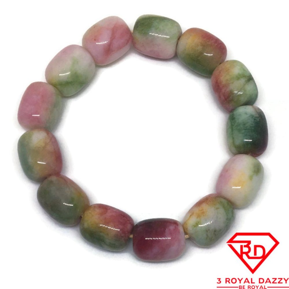 River Rock Round beads Elastic Bracelet